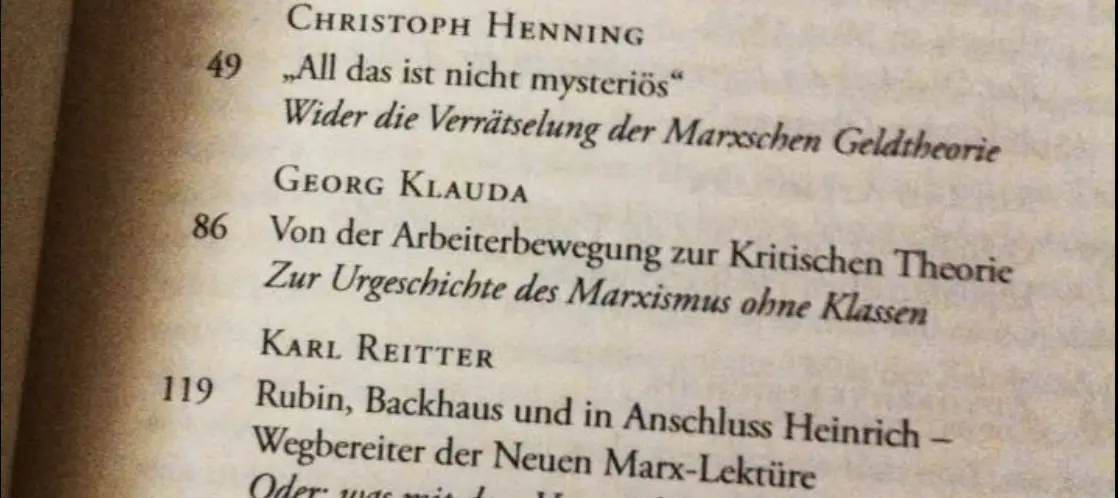 Karl Marx – Philosoph der Befreiung (Ausschnitt Inhaltsverzeichnis)